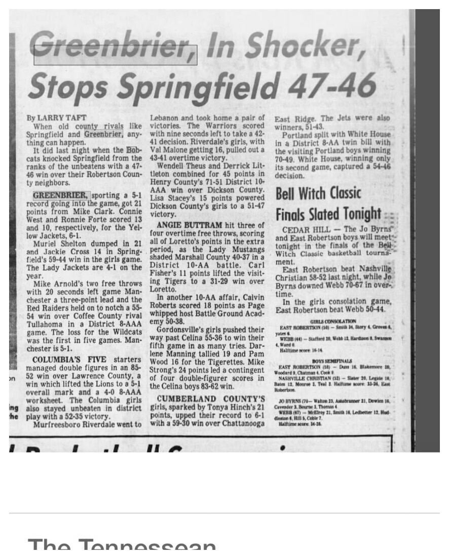 1980 Greenbrier newspaper clipping, supplied collection page 17