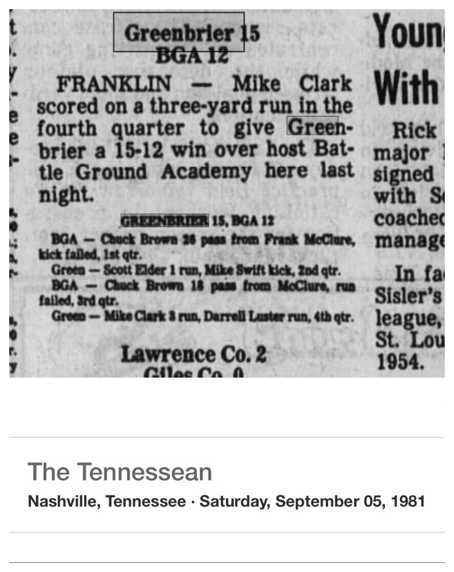 1981 Greenbrier newspaper clipping, supplied collection page 21