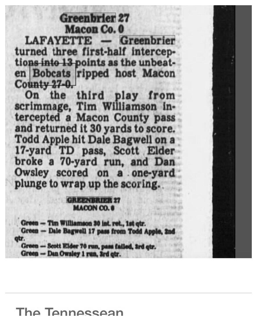 1981 Greenbrier newspaper clipping, supplied collection page 31