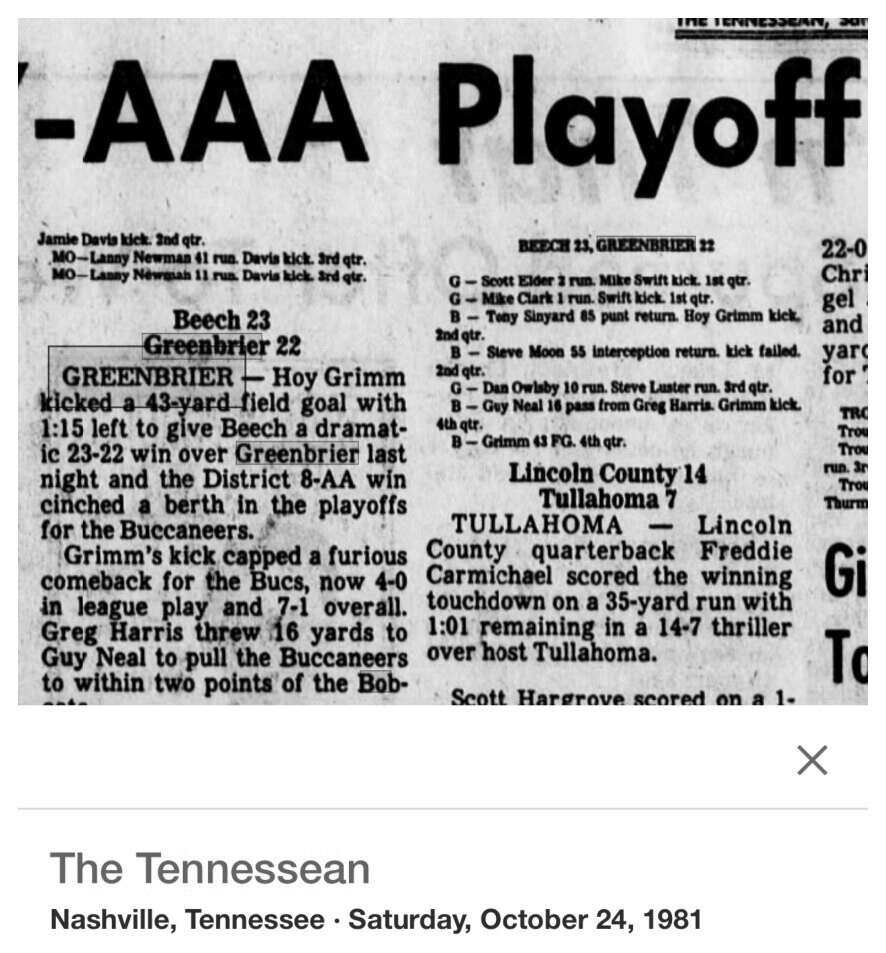1981 Greenbrier newspaper clipping, supplied collection page 36