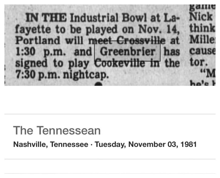1981 Greenbrier newspaper clipping, supplied collection page 42