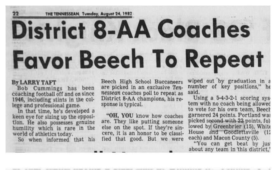 1982 Greenbrier newspaper clipping, supplied collection page 43