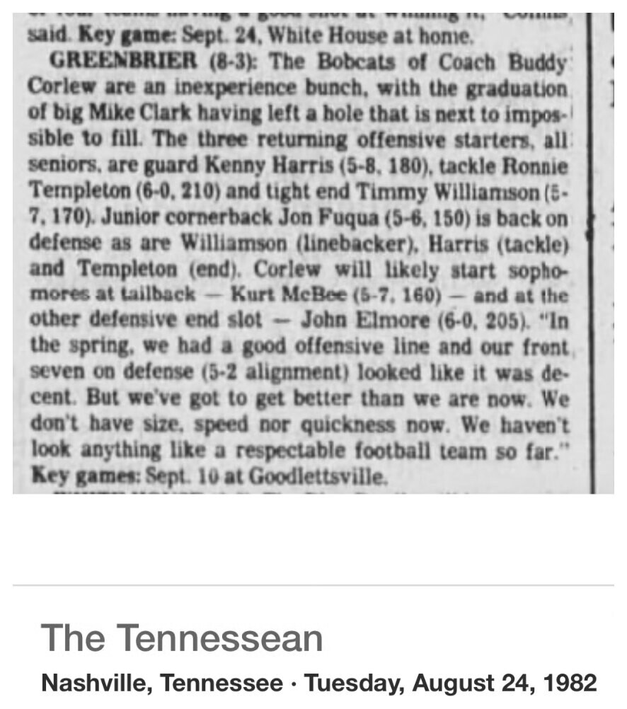 1982 Greenbrier newspaper clipping, supplied collection page 44
