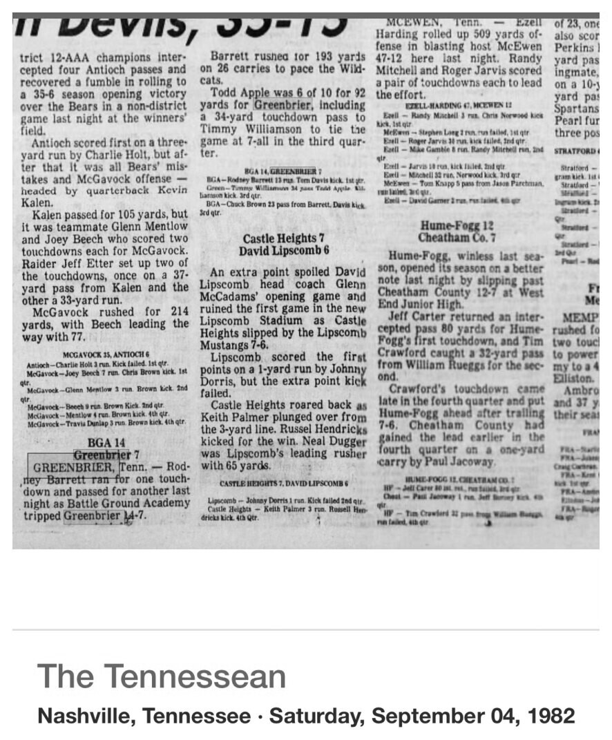 1982 Greenbrier newspaper clipping, supplied collection page 45