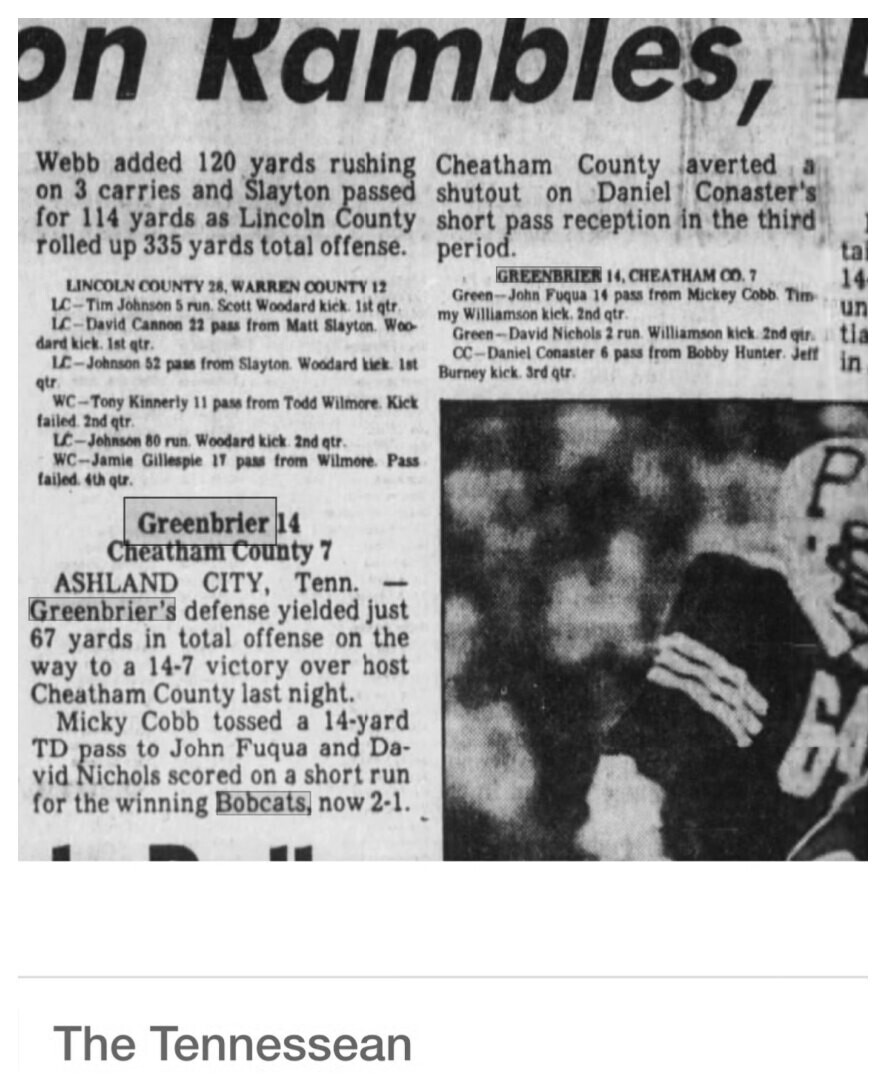 1982 Greenbrier newspaper clipping, supplied collection page 49