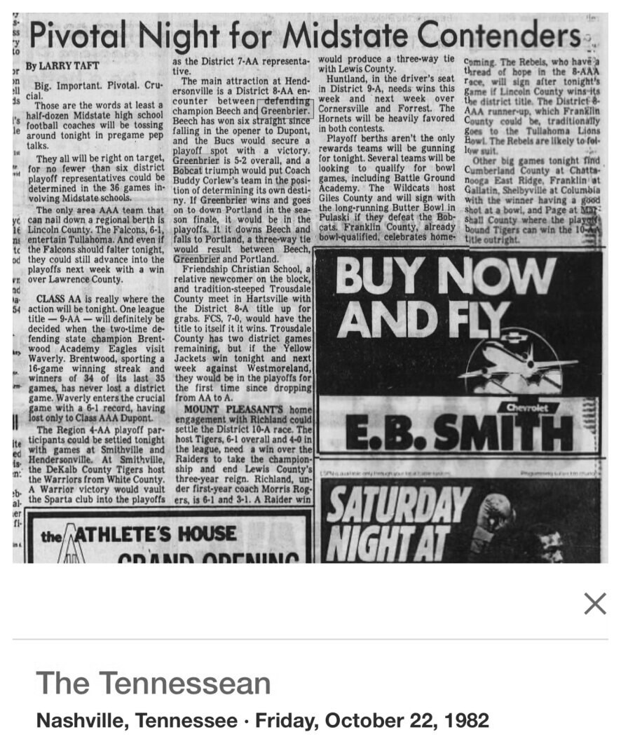 1982 Greenbrier newspaper clipping, supplied collection page 53