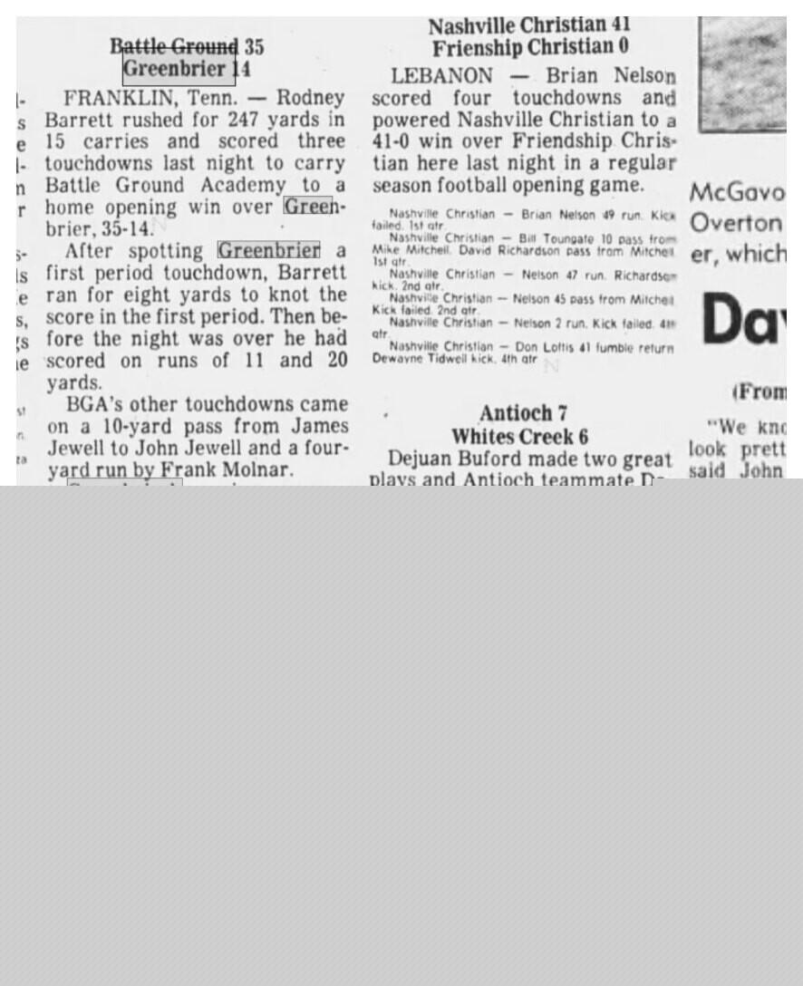 1983 Greenbrier newspaper clipping, supplied collection page 57