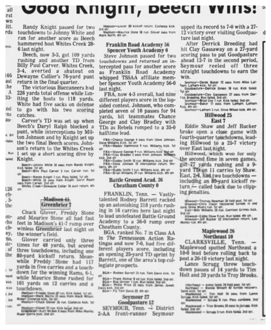 1983 Greenbrier newspaper clipping, supplied collection page 63