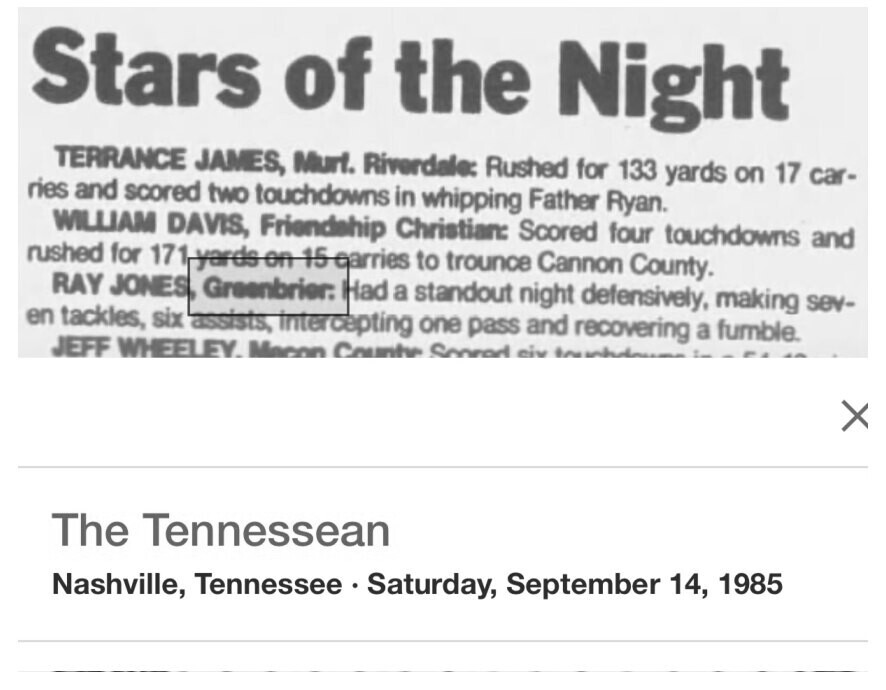 1985 Greenbrier newspaper clipping, supplied collection page 85