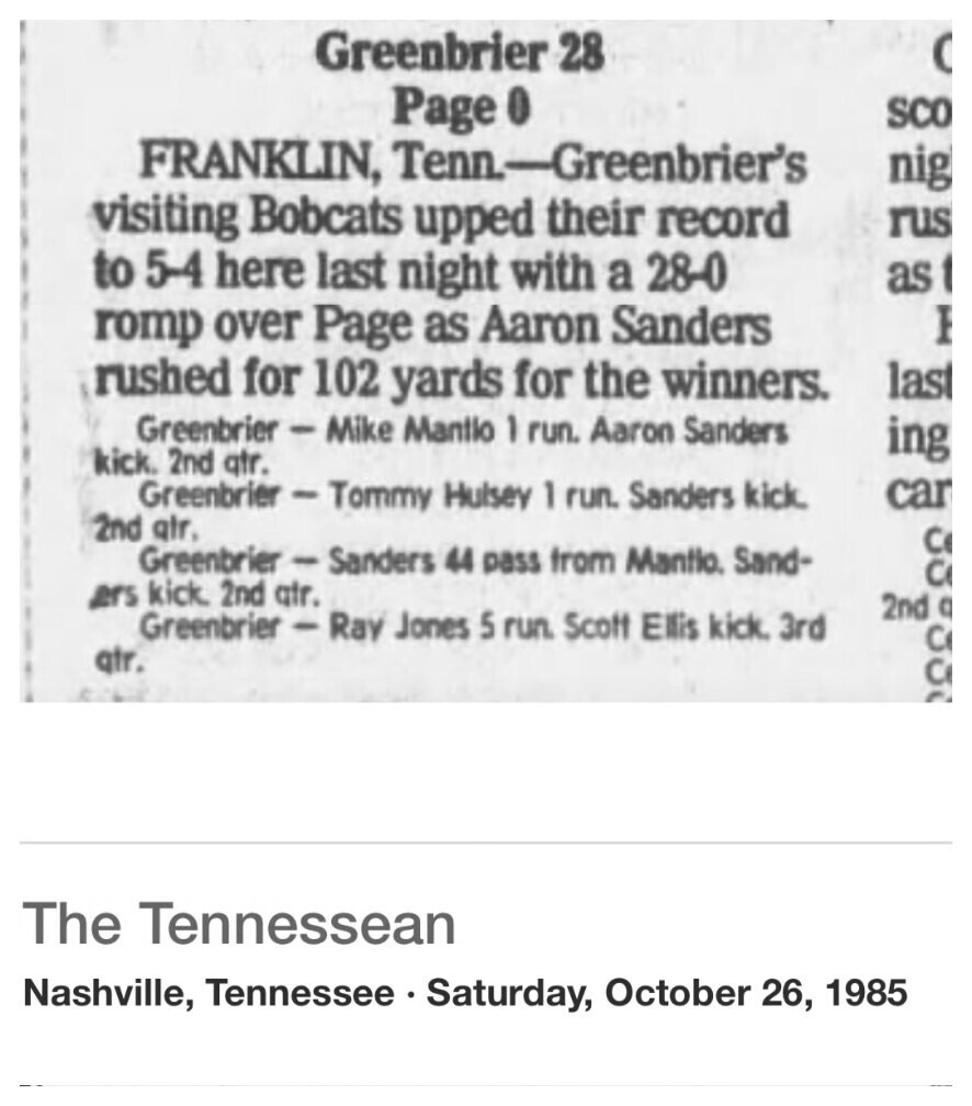 1985 Greenbrier newspaper clipping, supplied collection page 91