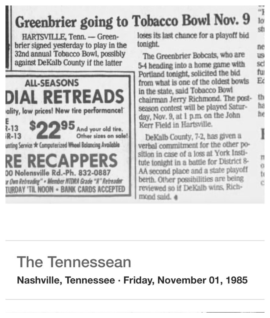 1985 Greenbrier newspaper clipping, supplied collection page 92
