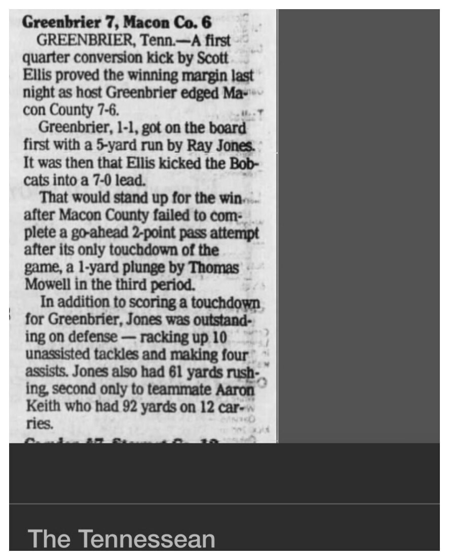 1986 Greenbrier newspaper clipping, supplied collection page 95