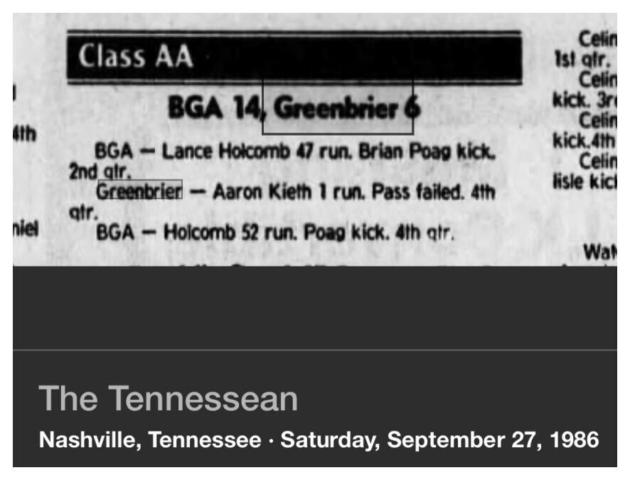 1986 Greenbrier newspaper clipping, supplied collection page 97