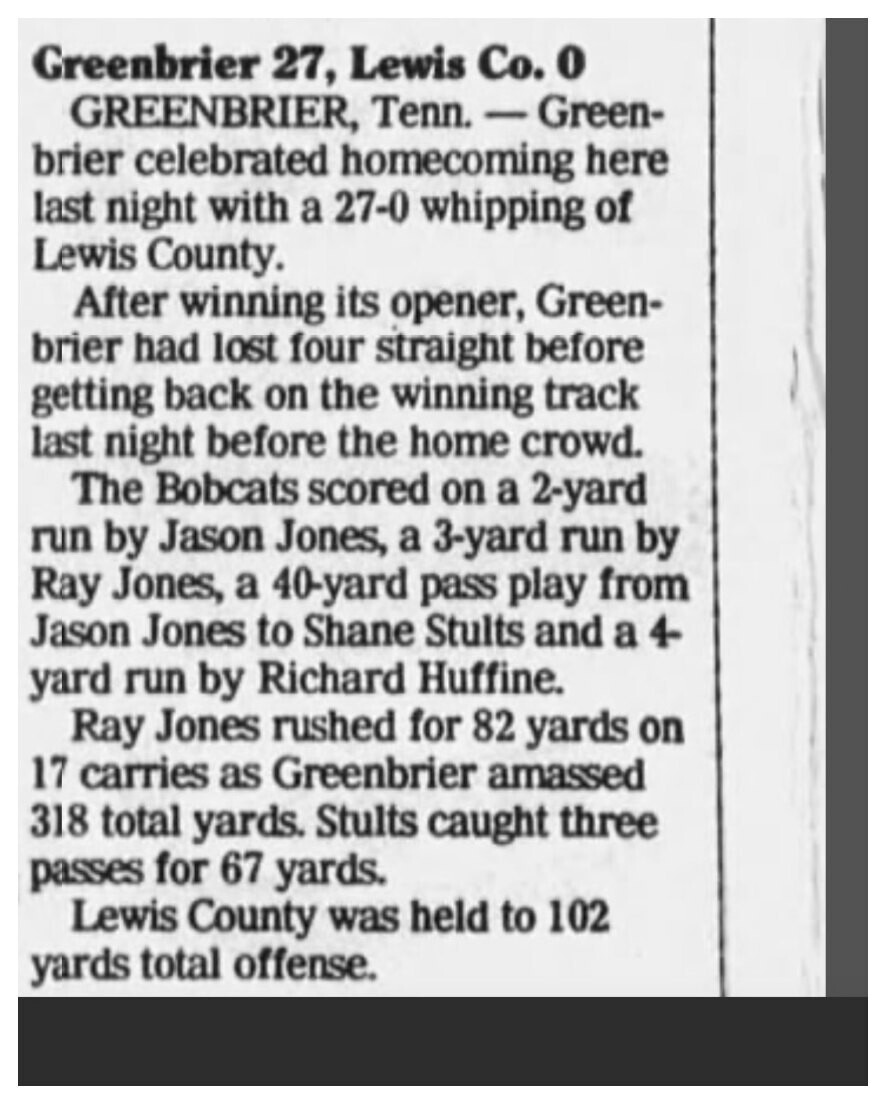 1986 Greenbrier newspaper clipping, supplied collection page 99