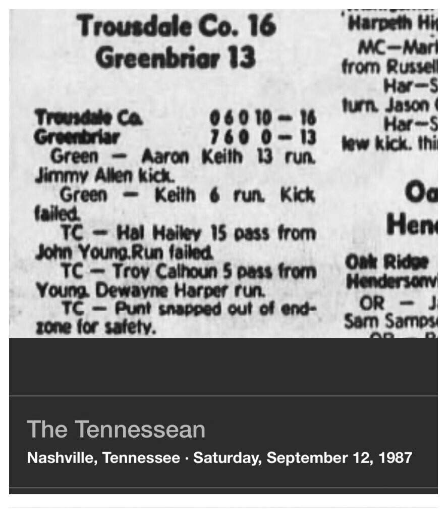 1987 Greenbrier newspaper clipping, supplied collection page 105