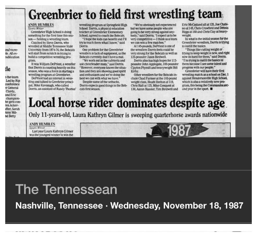 1987 Greenbrier newspaper clipping, supplied collection page 107