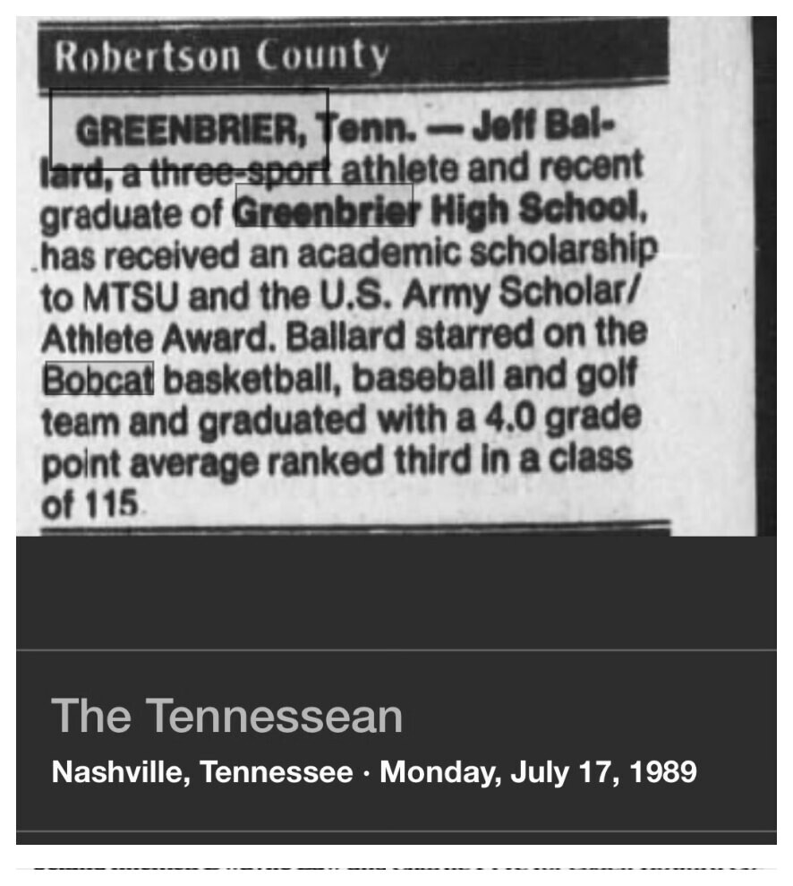 1989 Greenbrier newspaper clipping, supplied collection page 116