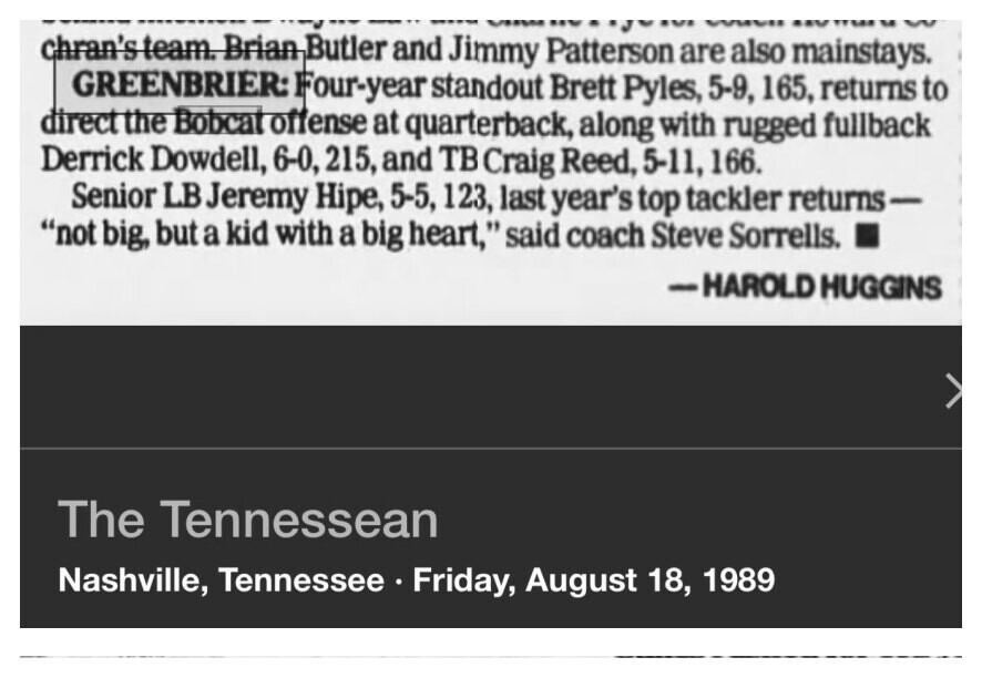 1989 Greenbrier newspaper clipping, supplied collection page 117
