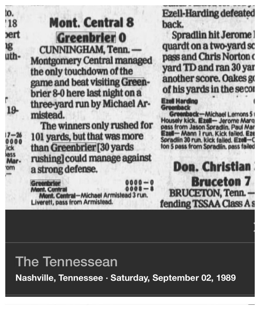 1989 Greenbrier newspaper clipping, supplied collection page 118