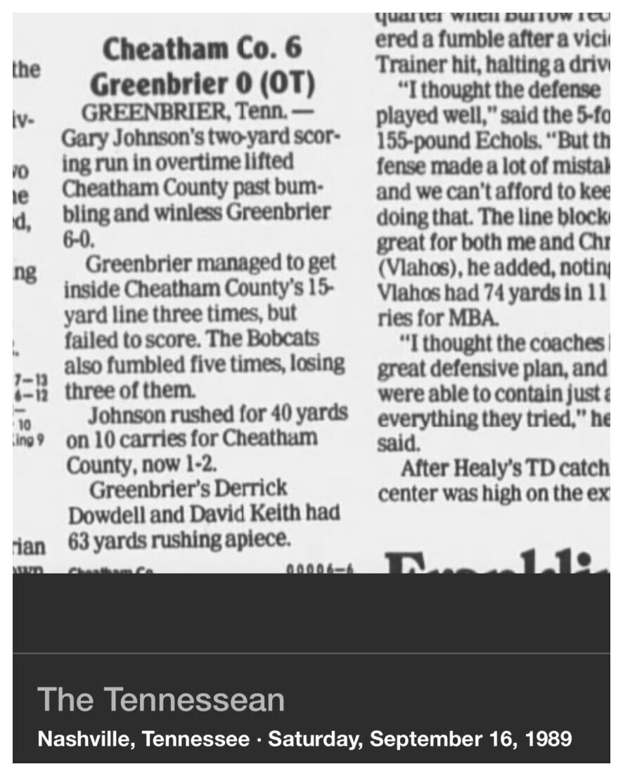 1989 Greenbrier newspaper clipping, supplied collection page 121