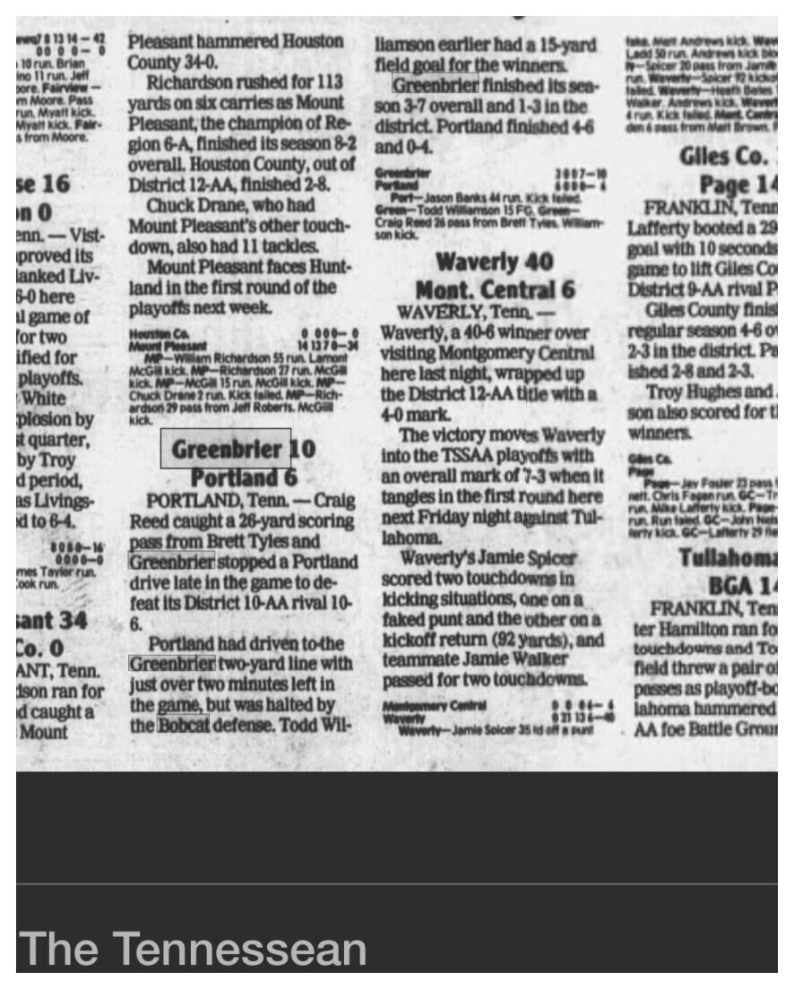 1989 Greenbrier newspaper clipping, supplied collection page 127