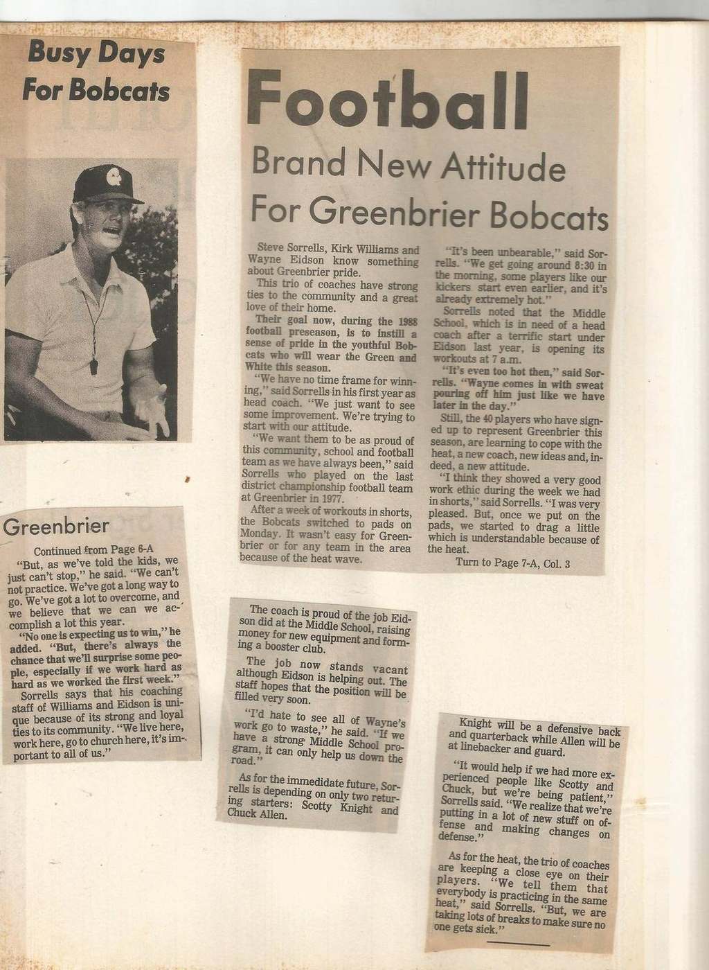 1988 Brand New Attitude Greenbrier football feature