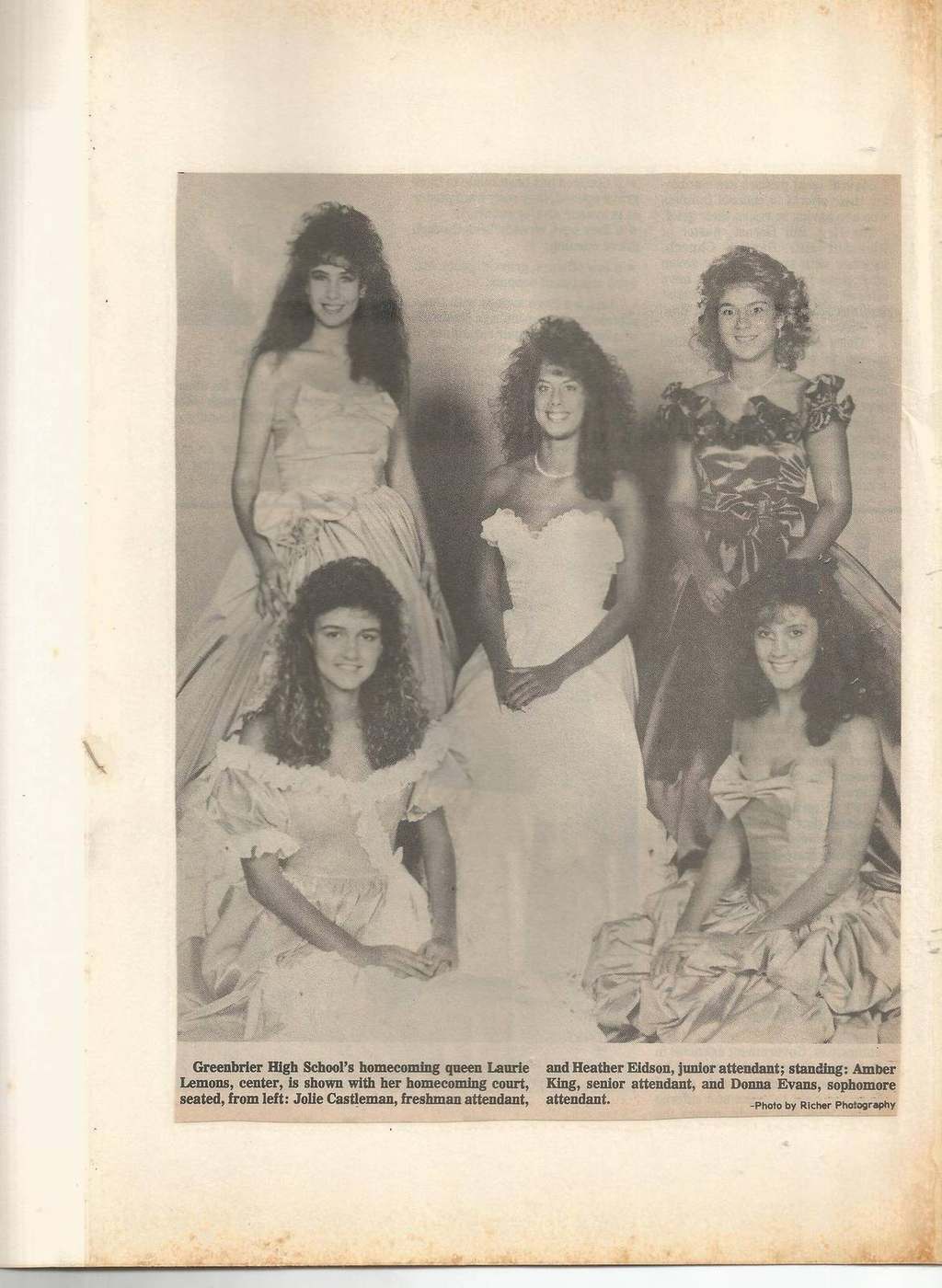 1988 Greenbrier High School homecoming court