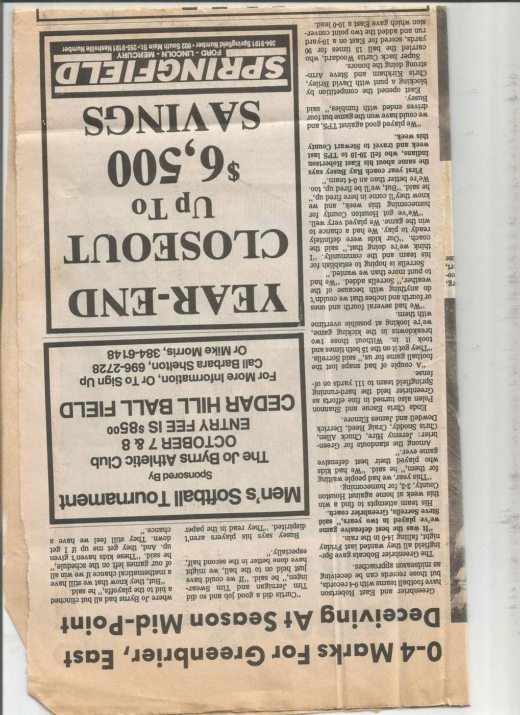 1989 Greenbrier midseason 0-4 article