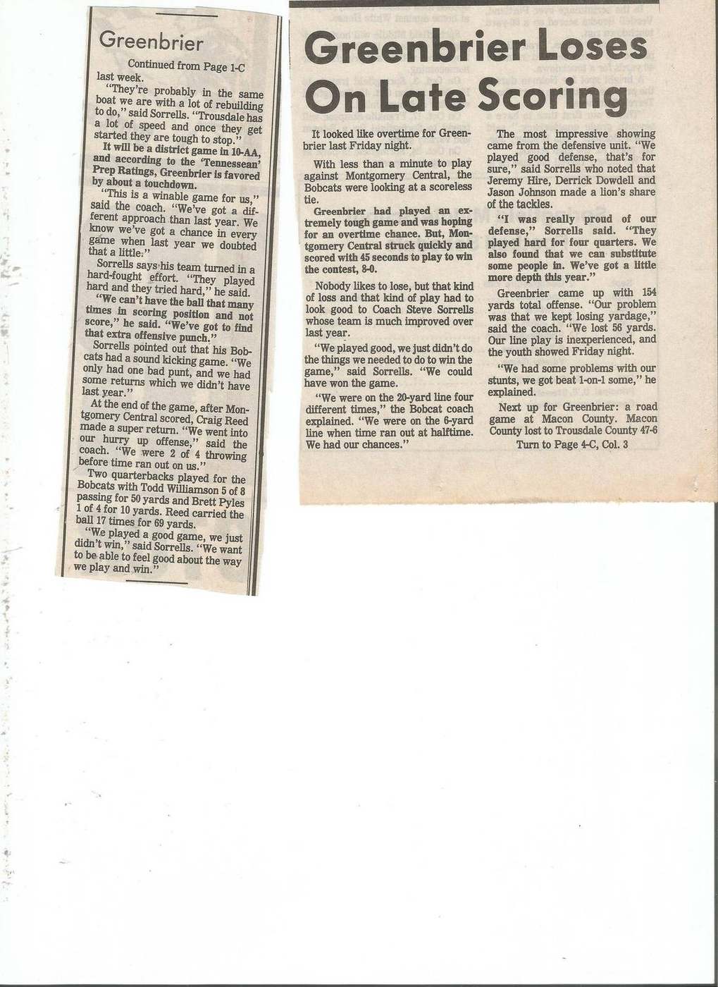 1989 Greenbrier Montgomery Central opener article