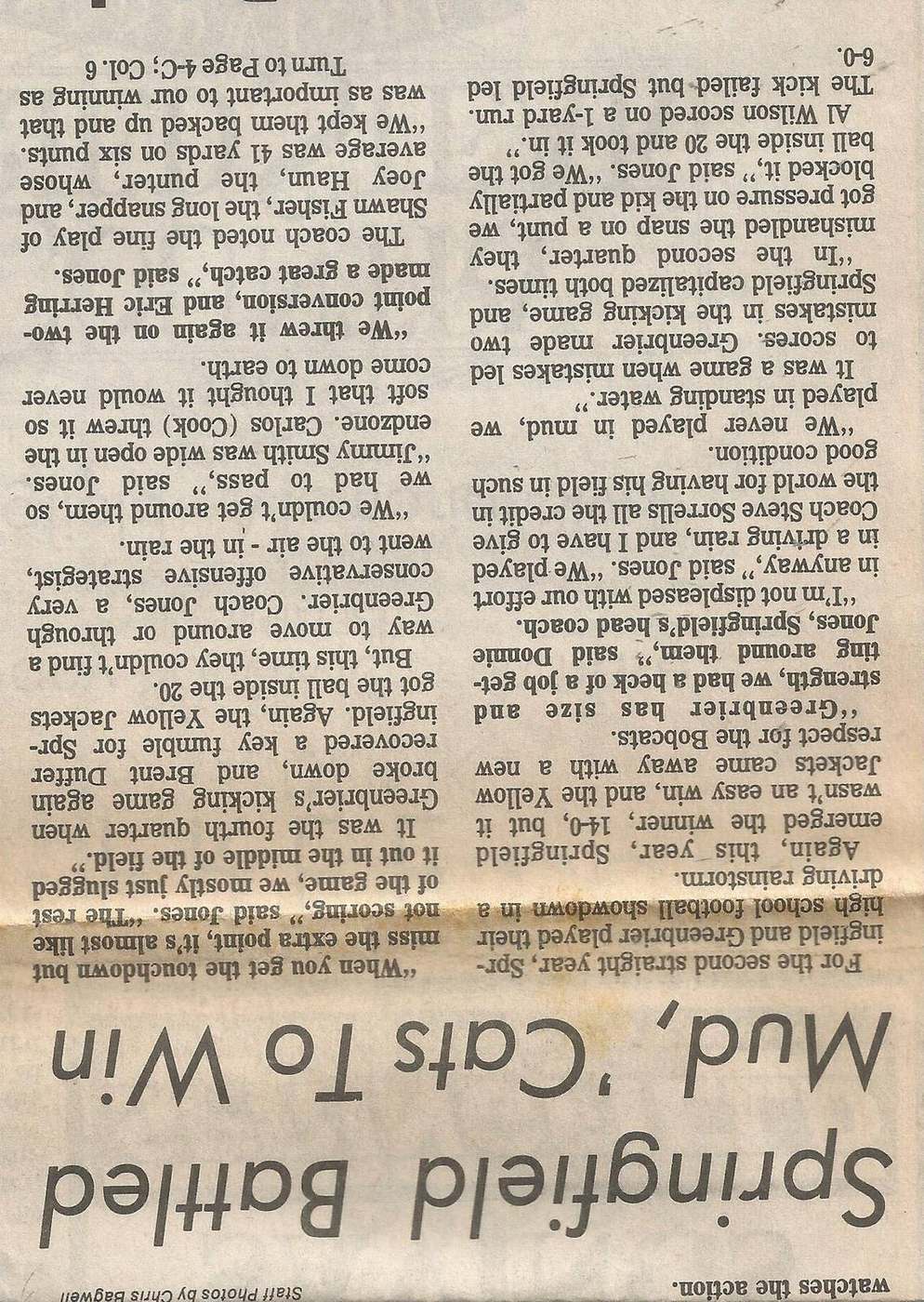 1989 Springfield Greenbrier rain game story