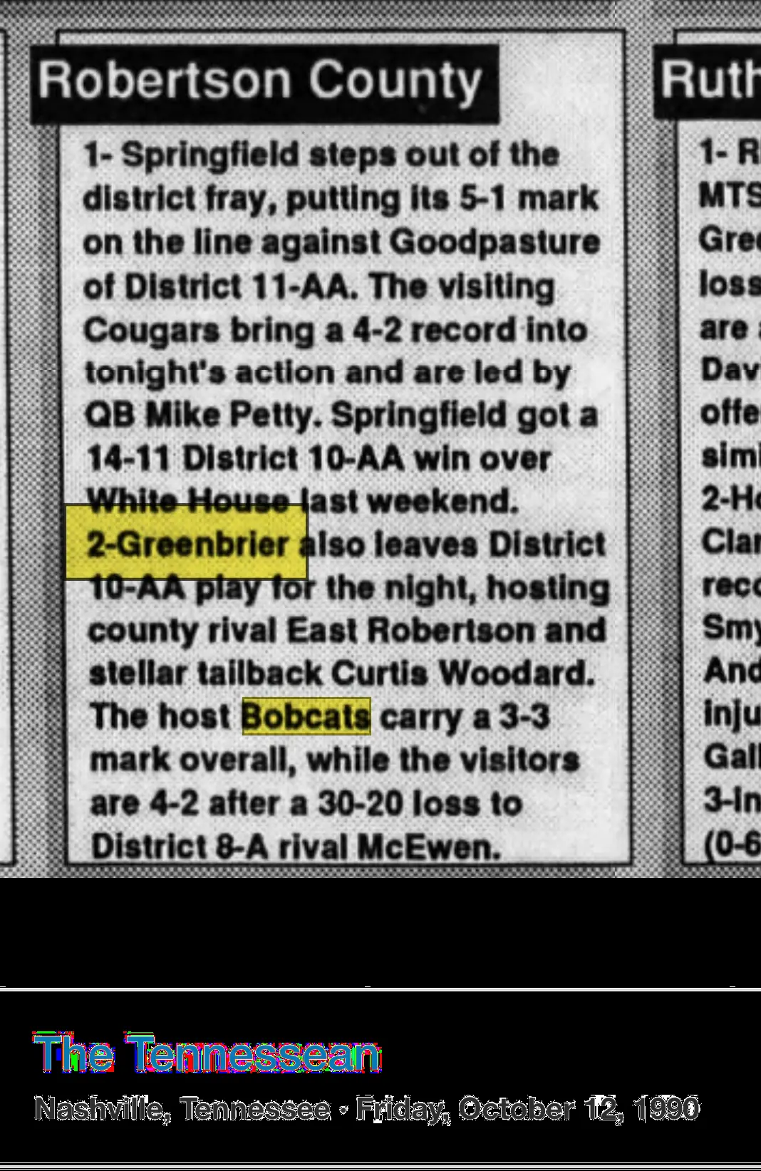 County football preview newspaper scan