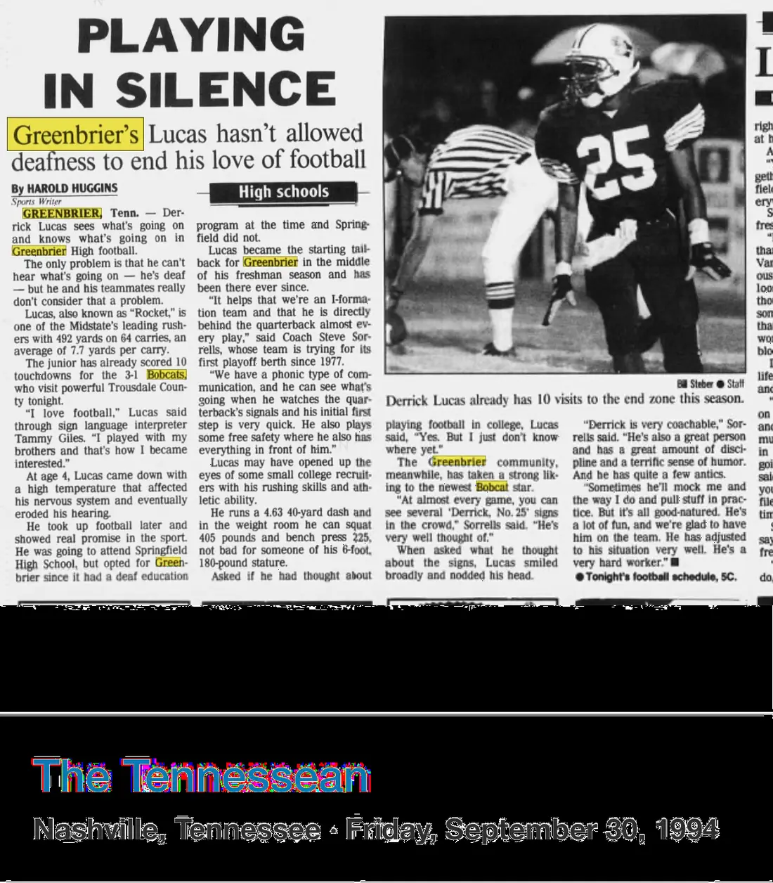 Playing in Silence newspaper scan