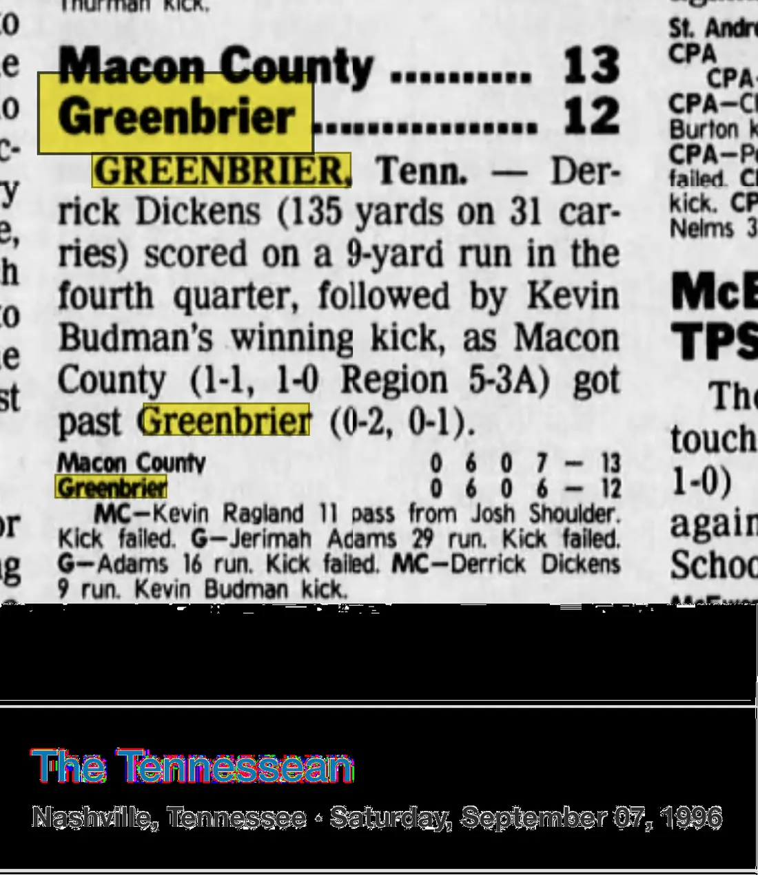 1996 preseason capsule newspaper scan