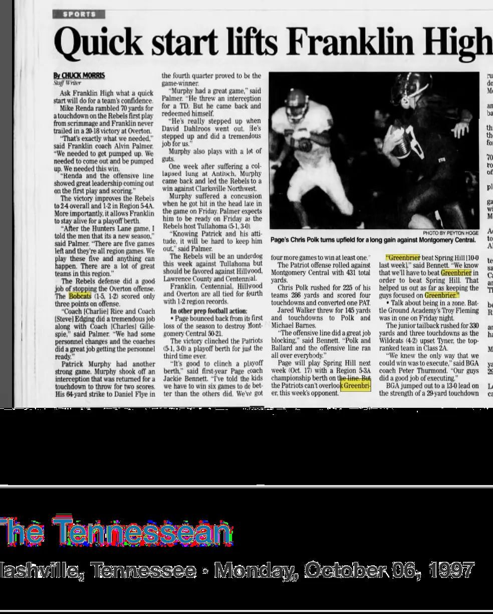 Greenbrier used as the region measuring stick newspaper scan