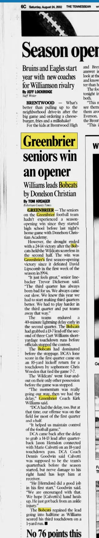 Seniors win the opener newspaper scan