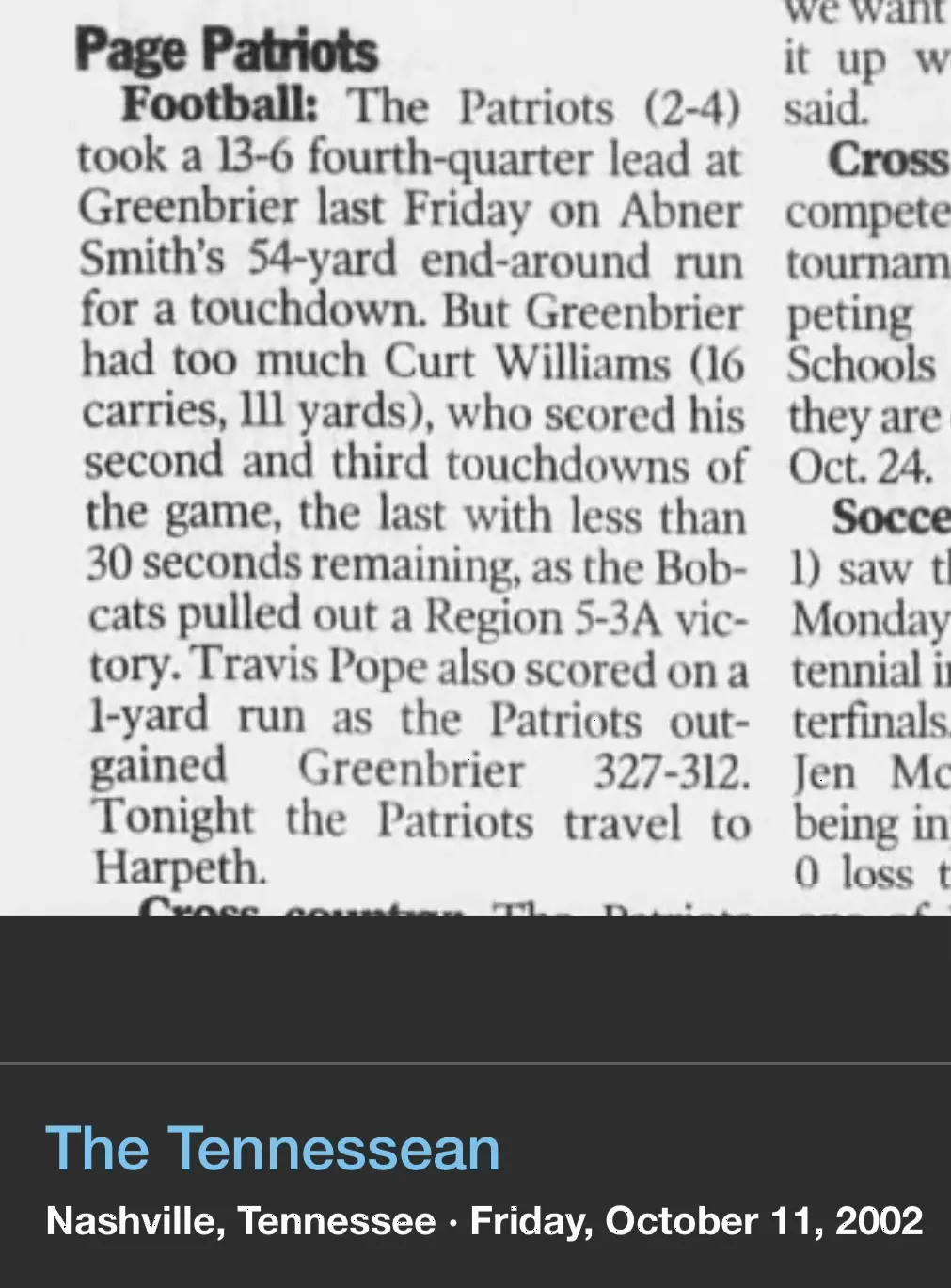Page follow-up newspaper scan