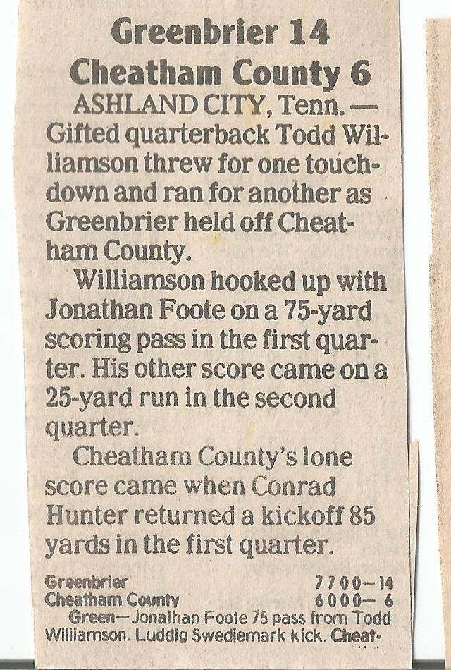 1990 Greenbrier 14 Cheatham County 6 scoring capsule