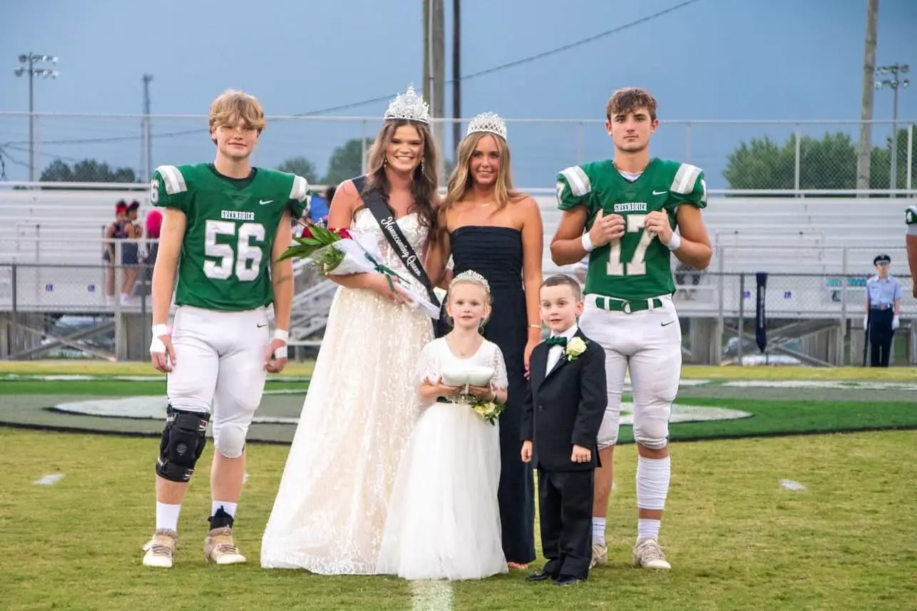 The 2023 Greenbrier Homecoming presentation with the court, football escorts and junior attendants