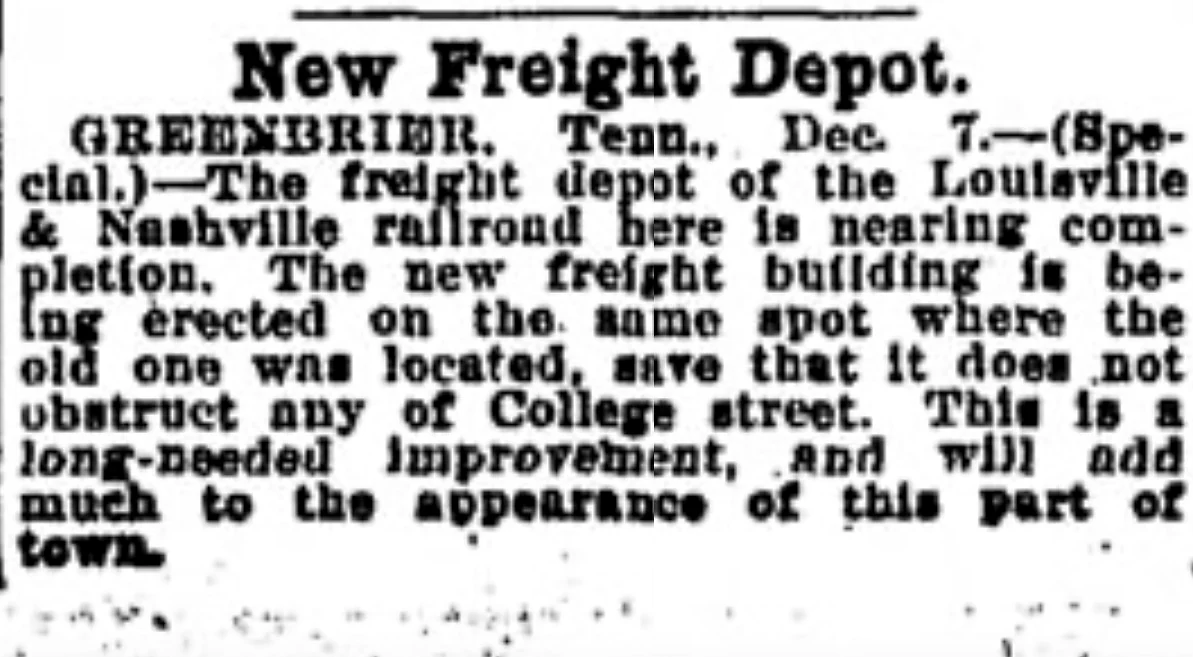 1917 Greenbrier freight depot report