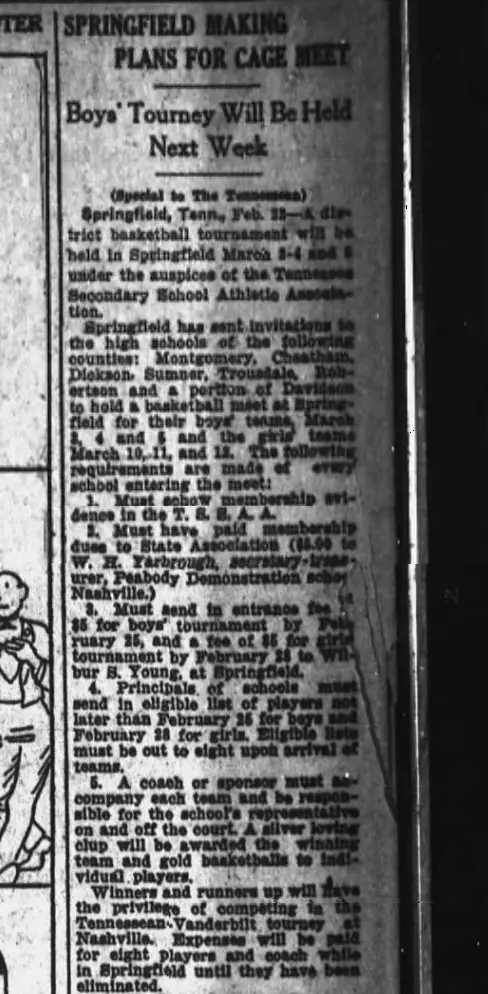 Springfield Racing Plans for Cage Meet newspaper clipping