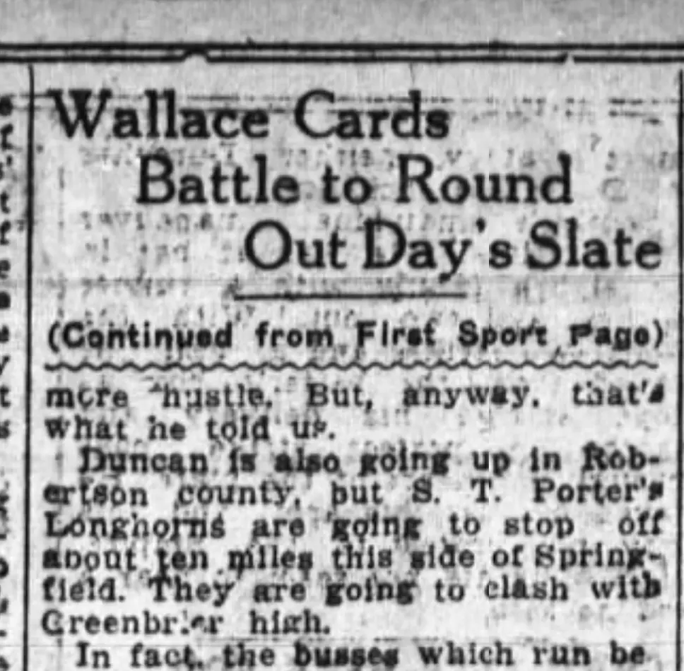 Wallace Cards Battle to Round Out Day’s Slate newspaper clipping