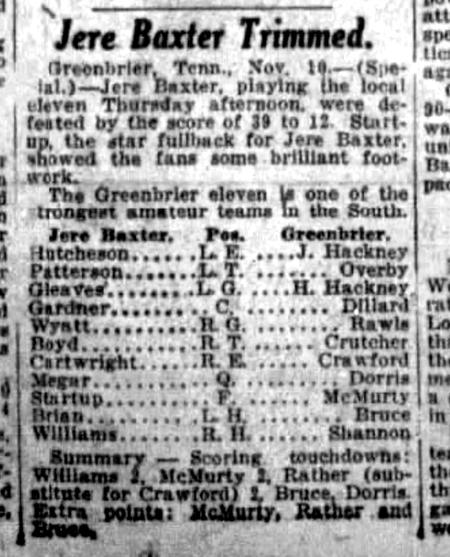 Jere Baxter Trimmed newspaper clipping