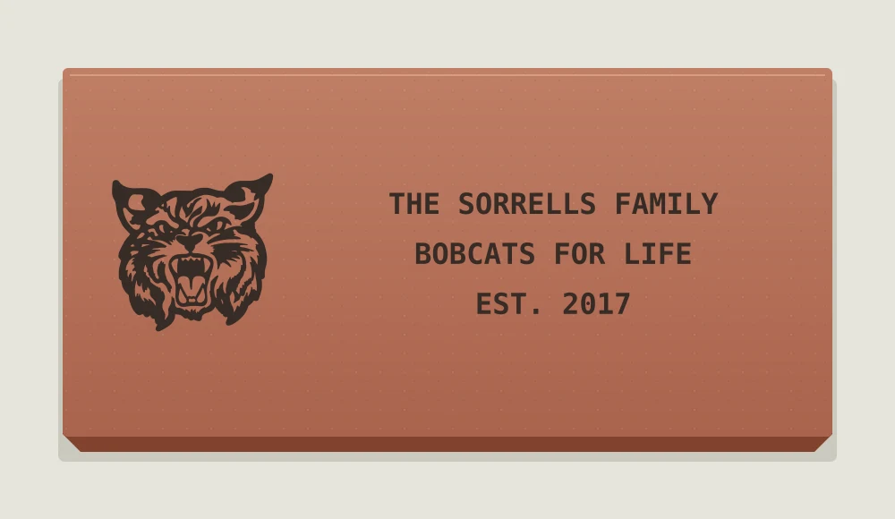 Bobcat head with THE SORRELLS FAMILY, BOBCATS FOR LIFE, and EST. 2017