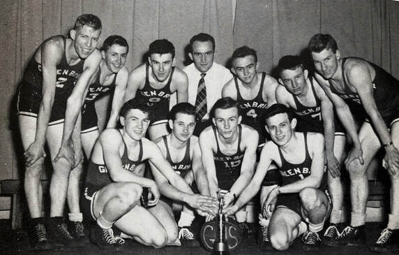 Greenbrier’s 1945–46 boys basketball team posed with a basketball and coach