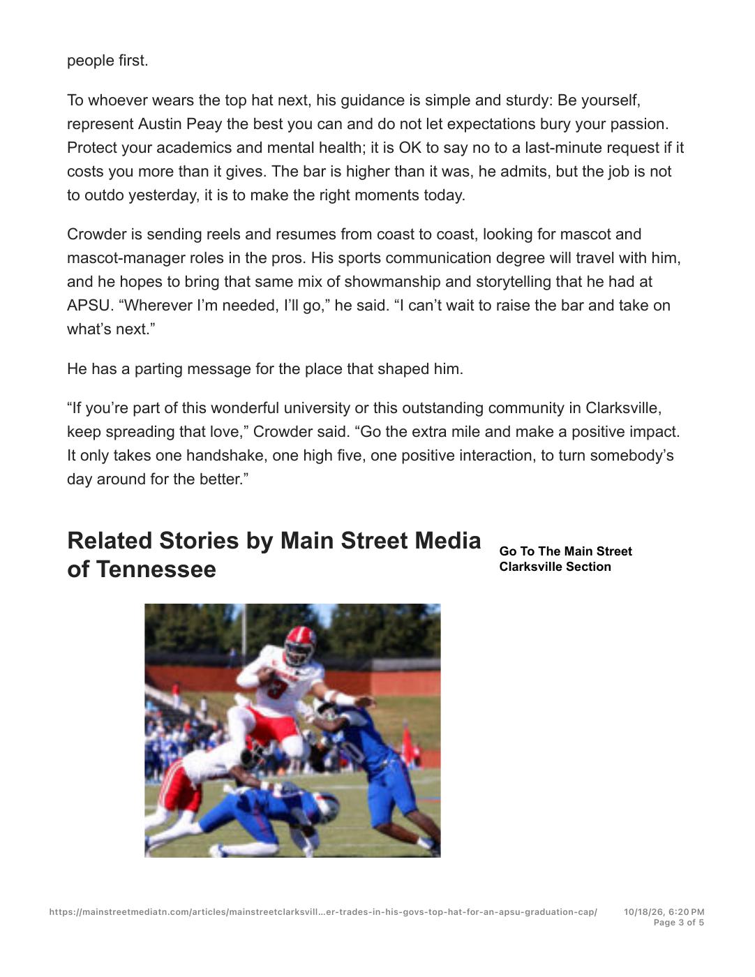 Main Street Clarksville article, May 13, 2026, page 3